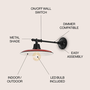 Bonner 12" Farmhouse Industrial Indoor/Outdoor Iron LED Victorian Arm Outdoor Sconce